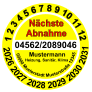 Nächste  Abnahme  1 2 3 4 5 6 7 8 9 10 11 12  2026 2027 2028 2029 2030 2031 04562/2089046     00000 Musterstadt Musterstraße 12345  Mustermann Heizung, Sanitär, Klima