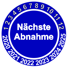 1 2 3 4 5 6 7 8 9 10 11 12  2020 2021 2022 2023 2024 2025 Nächste Abnahme